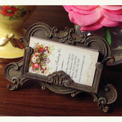 Pewter Baroque Card Holder - Desk Accessories