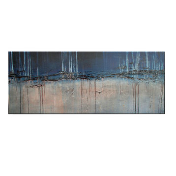 Contemporary Modern Canvas Painting "Denim and Stone" 60x24"