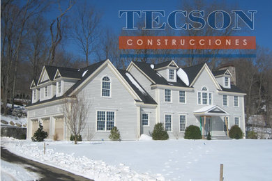 Example of a transitional exterior home design in Other