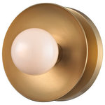 Hudson Valley Lighting - Julien 1-Light Bath Bracket With Opal Matte Shade, Finish: Aged Brass - Julien manages to feel at once mid-century modern and futuristic. Its textured black and metal contrast, its satellite shades, and its LED Bulbs (Not Included) make it an attractive and environmentally conscious choice.