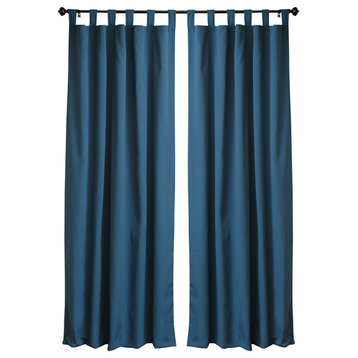 Twill Blackout Reversible Curtain Panels Set of 2, Indigo/Mojito Lime
