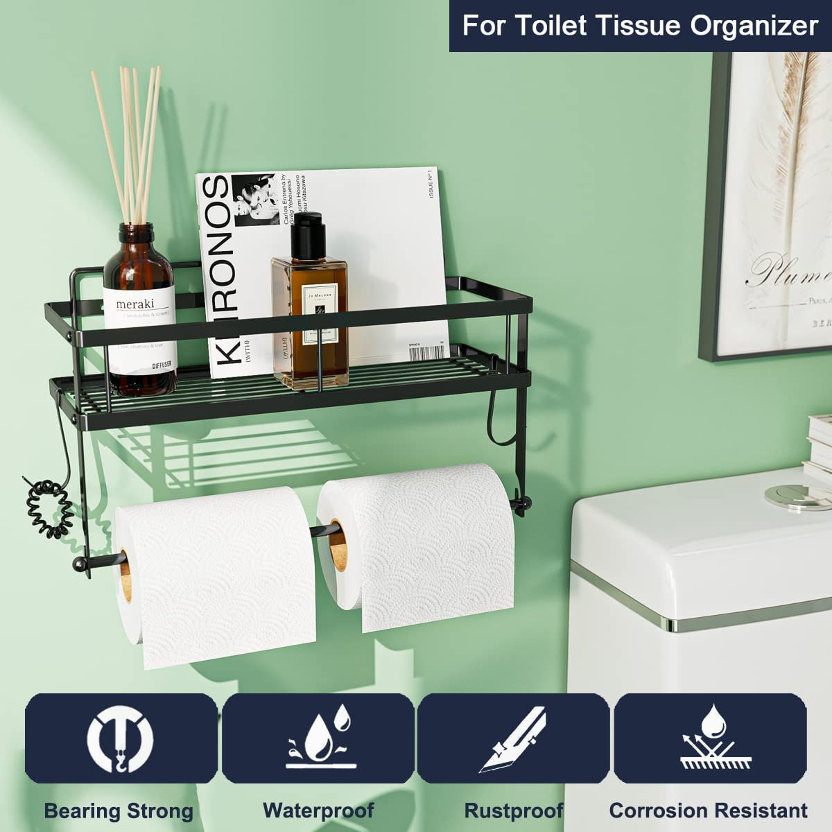 2-in-1 Paper Towel Holder with Shelf Storage for Kitchen & Bathroom - Modern - Paper Towel ...