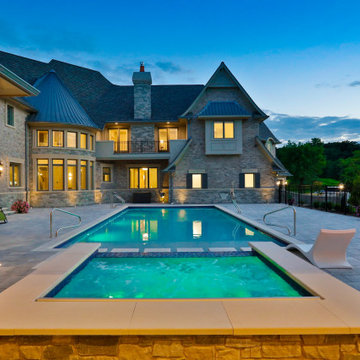 St. Charles Swimming Pool and Hot Tub with Floating Steps
