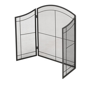 Liverpool Modern Iron Folding Fireplace Screen With Door Matte
