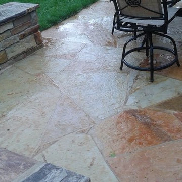 Natural Stone fire pit Stone walls stairs flagstone patio in chesterfield, mo