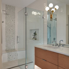 built in bathroom shelves