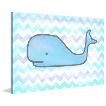 Marmont Hill, "Baby Blue Whale" by Reesa Qualia Painting Wrapped Canvas, 18x12