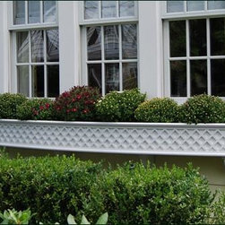Bow Front Lattice Window Box - Window Treatments