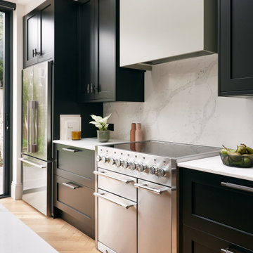 Black Shaker Kitchen with Silver Accents