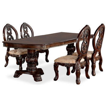 Furniture of America Roo Traditional Wood 5-Piece Dining Table Set in Cherry