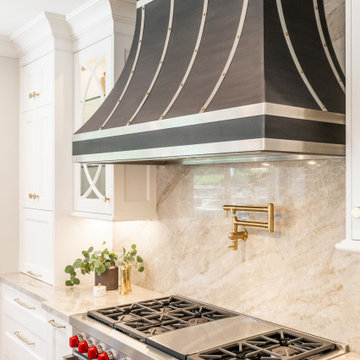 Custom Wood Hood with Brass Banding Detail