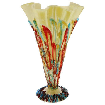 GlassOfVenice Murano Glass Vesuvio Abstract Fountain Vase