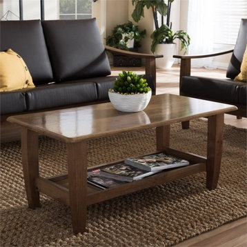Bowery Hill Mission Style Wood Coffee Table in Walnut Brown