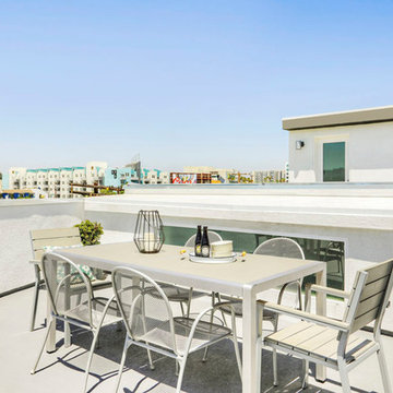 Outdoor Dining on Rooftop Deck with North Hollywood Arts District View
