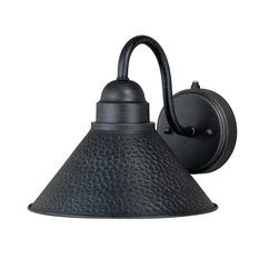 Outland 1 Light Outdoor Wall Light, Aged Iron and Light Gold