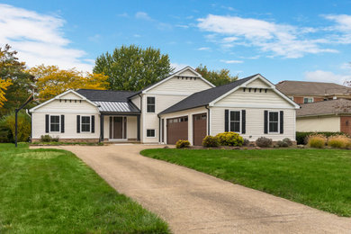 Example of a transitional exterior home design in Cleveland
