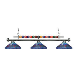Shark 170GM-D16-1 Angled Blue & Red Glass Billiard Light - Pool Table Lights