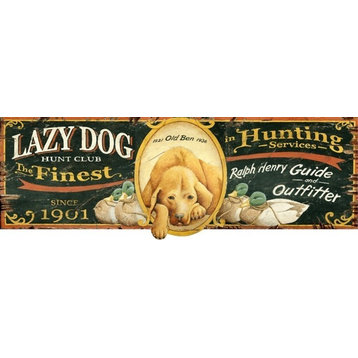 Red Horse Lazy Dog Sign - 14 x 40