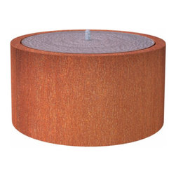 Corten Steel Round Water Table - Garden Water Features
