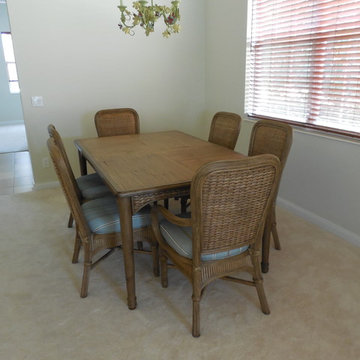 GREY WICKER DINING CHAIRS WITH RECTANGULAR TABLE