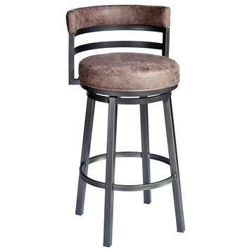 Elegant Bar Stool, Comfortable Seat With Cushioned Open Back, Tobacco, Counter