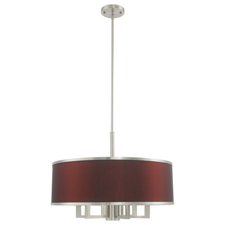 Livex Lighting Brushed Nickel 6 + 1 * Light Pendant Chandelier