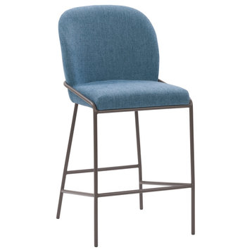 CorLiving Blakeley Padded Fabric Counter Height Barstool, Blue