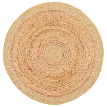 Safavieh Braided Brd910W Bordered Rug, Gold and Natural, 4'0"x4'0" Round