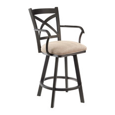Taylor Gray Home - Fontana Counter Height Swivel Barstool, Milan 82004 Fabric/Pebblestone, 26" - Bar Stools and Counter Stools