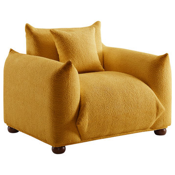 40" Wide Elf Boucle Upholstered Accent Chair/Single Sofa, Mustard
