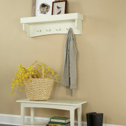 Tan Mudroom with Storage Bench and Shelving Unit in Sand, Shaker Cottage - Products
