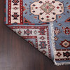 Hand Knotted Afghan Wool And Silk Area Rug Oriental Kazak Blue White