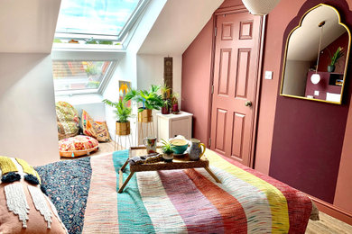 Design ideas for a small world-inspired guest bedroom in Devon.