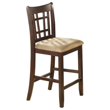 Benzara BM168045 Wooden Armless Counter Height Chair, Warm Brown Set of 2
