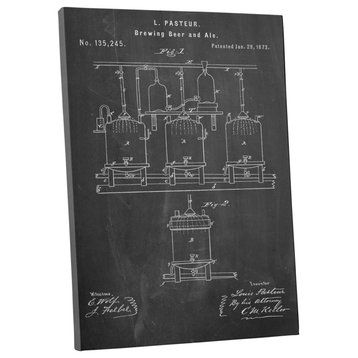 Brewing Beer Patent Blueprint Gallery Wrapped Canvas Wall Art, 30"x20"