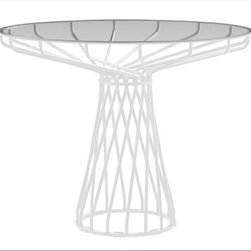 Velletri White 76cm Smoke Glass Indoor Outdoor Cafe Table by Glid Studio for Hus - Dining Tables