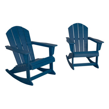 Westintrends 2 PCS Outdoor Patio Porch Rocking Adirondack Chairs Seat, Navy Blue