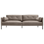 Armen Living - Michalina 84" Fossil Gray Velvet Sofa with Black Metal Legs - Invite sophisticated style and a dose of comfort to your living space with our Michalina Fabric Sofa with Black Metal Legs. Elegant details and crisp upholstery of the sofa vouch for a sophisticated and mid-century modern appeal. A button tufting upon the back adds a dose of charm and character to our modern couch. It is perched upon a black metallic base to make your room appear open and airy. Completed with a deep seat and generous cushioning, the sofa offers a comfy spot to relax and unwind. It includes 2 throw pillows to offer end-to-end comfort in your family and can easily be used in your living room, family den, home office, or home theater. With a sleek and elegant profile, our sofa can easily become a refined and functional gathering spot for your friends and family. Available in a variety of colors and materials, the Michalina Sofa comes in fossil gray velvet, beige, or gray Fabric with Black Metal Legs.