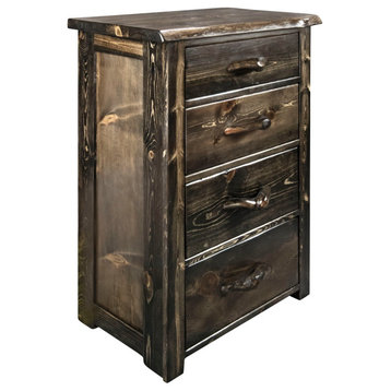 Big Sky Collection Live Edge 4 Drawer Chest of Drawers, Jacobean Stain