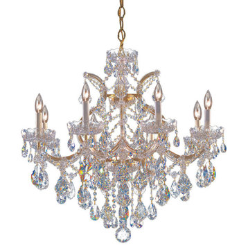 Maria Theresa 9 Light Clear Crystal Gold Chandelier