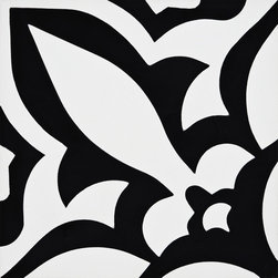 Moroccan Mosaic and Tile House - Meknes Handmade Cement Tile, Black/White, Sample - Wall And Floor Tile
