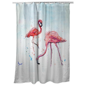 Betsy Drake Betsy's Flamingos Shower Curtain