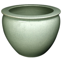 Chinese Porcelain Fish Bowl Planter, Celadon Crackle, 16"
