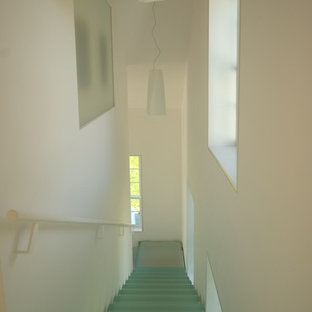 Contemporary glass staircase in Portland Maine.