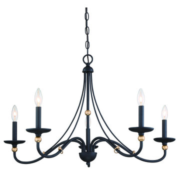Westchester County 5-Light Chandelier in Sand Coal with Skyline Gold Leaf