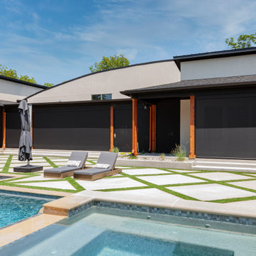 Exterior Motorized Screens for Transitional Home