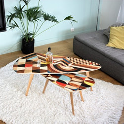table basse gigogne tripode en marqueterie - Coffee And Accent Tables