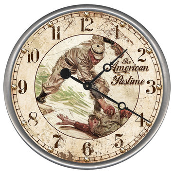 American Past Time  Framed Wall Clock, 18" Round