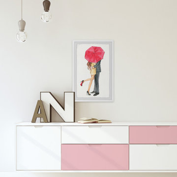 "Love in the Air Valentine’s Day" Framed Painting Print