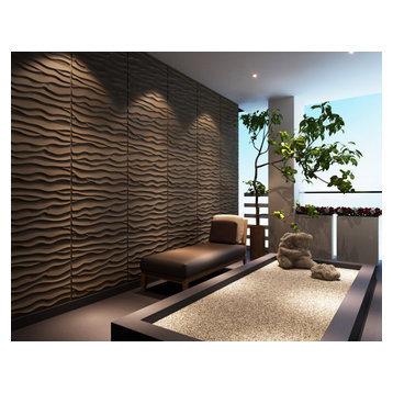 Off-White 3D Lava Design Plant Fiber Wainscot Wall Panels 32 Sq Ft(6-Pack)
